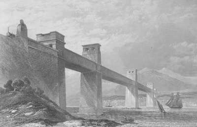 Menai Straits, Wales - The Britannia Tubular Railway Bridge from 
